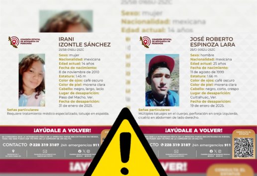 ¿Los has visto?: Irani y José Roberto están desaparecidos en la zona centro de Veracruz
