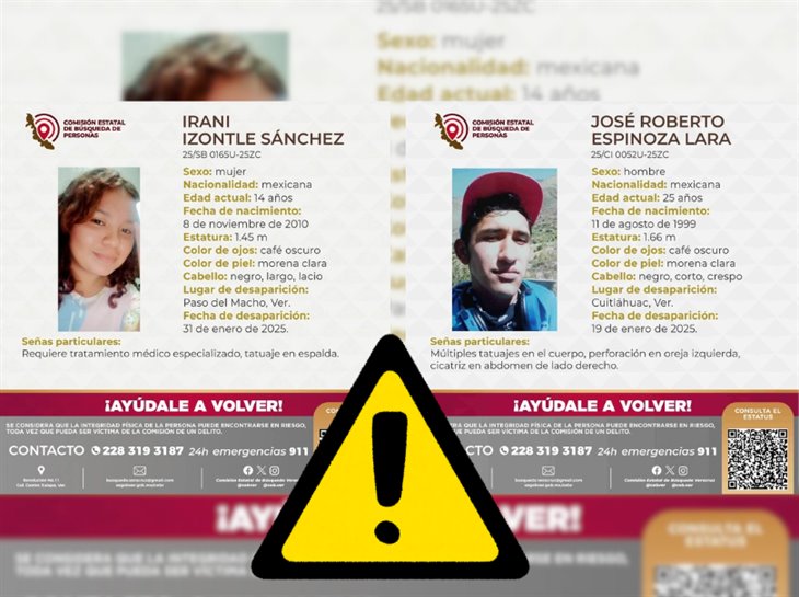 ¿Los has visto?: Irani y José Roberto están desaparecidos en la zona centro de Veracruz