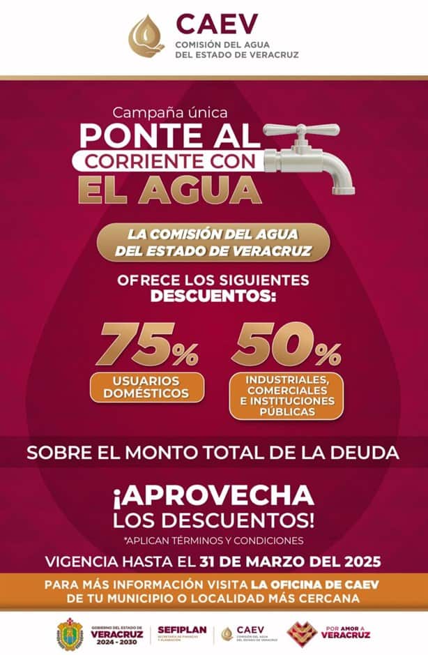 ¿Debes el agua? CAEV lanza campaña y ofrece descuentos de hasta 75%