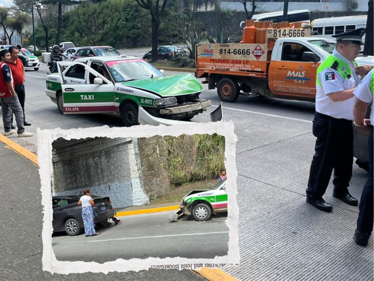 Taxi colisiona contra vehículo en la avenida Lázaro Cárdenas de Xalapa