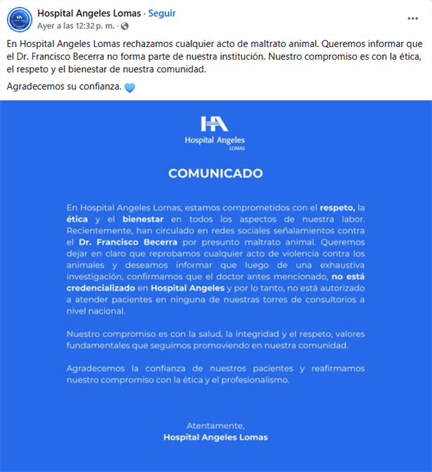 Médico del Hospital Ángeles es acusado de maltrato animal; esto se sabe sobre el caso