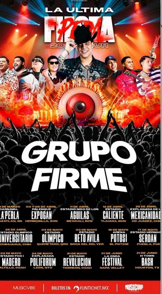 Grupo Firme Tour 2025: esto cuestan los boletos para su concierto en Veracruz