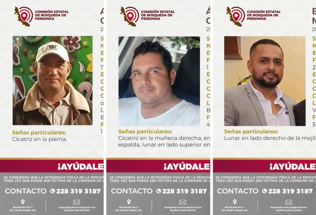 Reportan 3 hombres desaparecidos en Veracruz y Boca del Río en los primeros 7 días de febrero