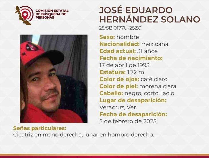 Buscan a José Eduardo de 31 años, desapareció en la ciudad de Veracruz