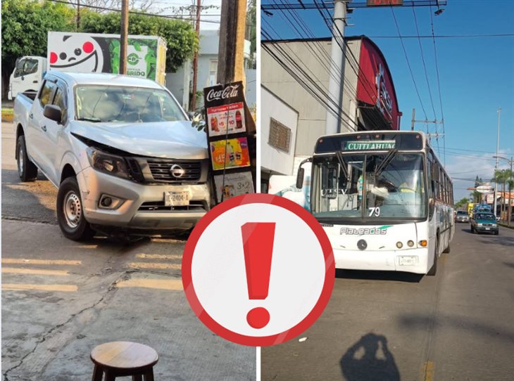 Encontronazo: chocan camioneta y autobús en Córdoba