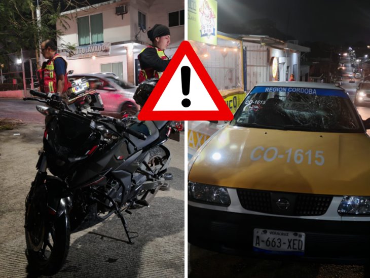 ¡Encontronazo! se registra choque entre taxi y moto en Córdoba