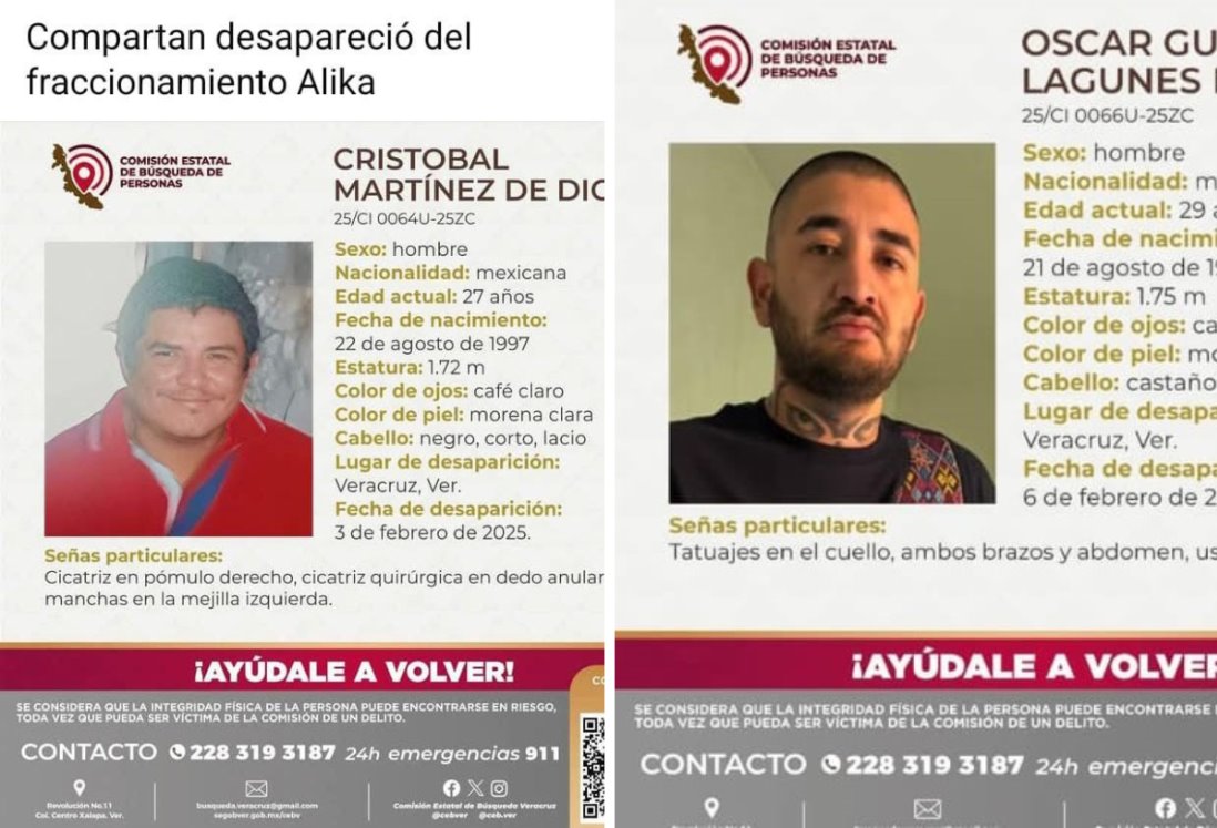 Piden apoyo para encontrar a Cristóbal y Óscar; los dos desaparecieron en Veracruz