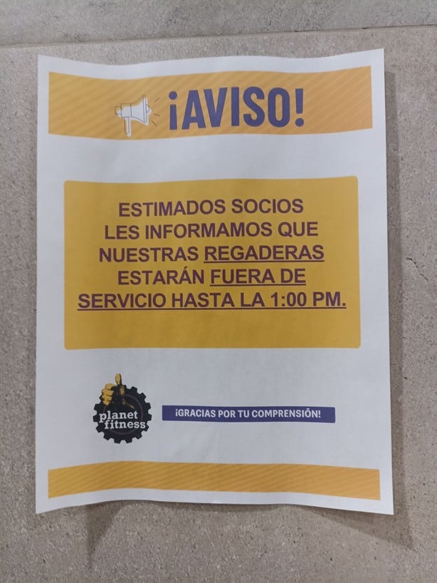 Planet Fitness Xalapa en la precariedad; sin agua ¡ni para el baño! 