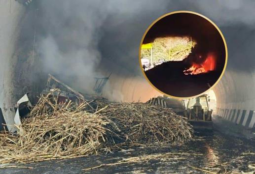 Arde camión cañero en túneles de las Cumbres de Maltrata (+VIDEO)