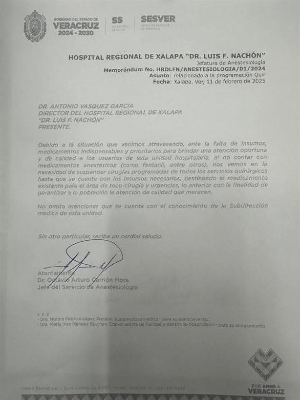 Suspenden cirugías en el Hospital Civil de Xalapa, les faltan medicamentos