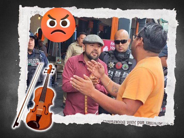 En Xalapa, intentan desalojar a músico urbano del Pasaje Enríquez; policía interviene