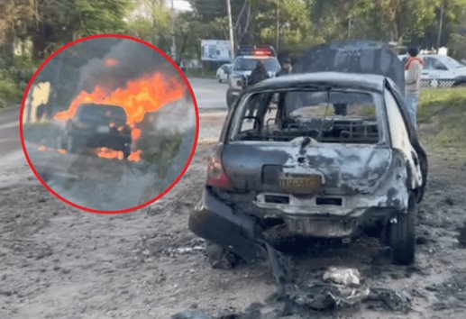 Quedó en cenizas: se registra incendio de auto en Coatepec (+VIDEO) 