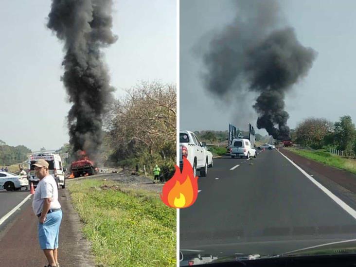 Se incendia camión de carga sobre la autopista Córdoba-Veracruz