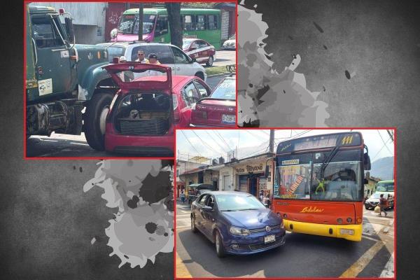 Dos accidentes generan caos vial en calles de Orizaba