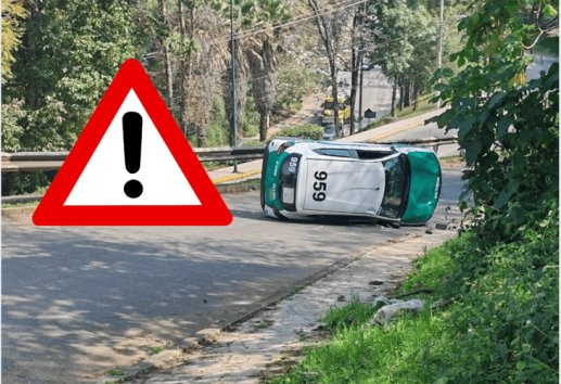 ¡Perdió el control! taxista vuelca en la calle Carlos R. Smith en Xalapa 