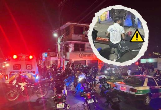 Choca motopatrullero contra taxi en avenida Chedraui Caram de Xalapa