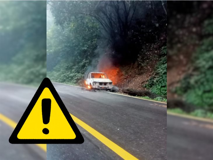 En llamas: se registra incendio de auto en la carretera Tlapacoyan-Atzalan