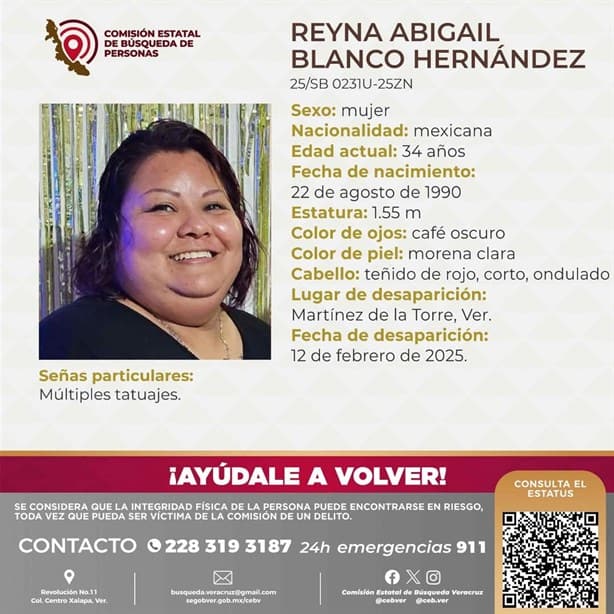 Lanzan SOS para localizar a Reyna Abigail Blanco en Martínez de la Torre