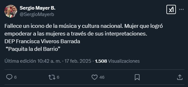 Adiós mi señora; Yuri y otros famosos se despiden de Paquita la del Barrio