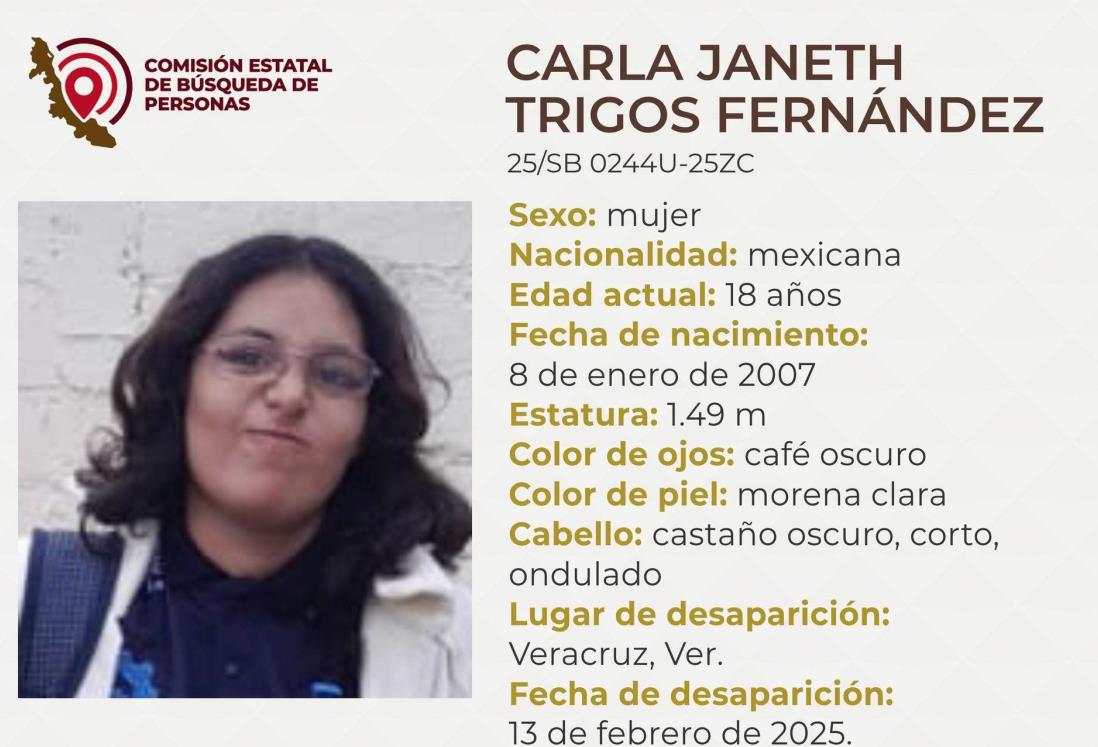 Desaparece la joven Carla Yaneth Trigos de 18 años en el puerto de Veracruz