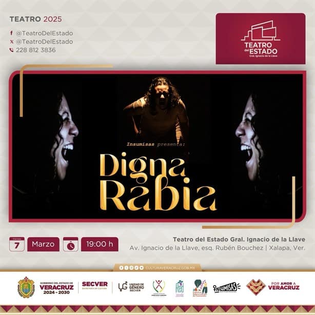 Por el 8M, SECVER invita a la obra Digna Rabia, en el Teatro del Estado