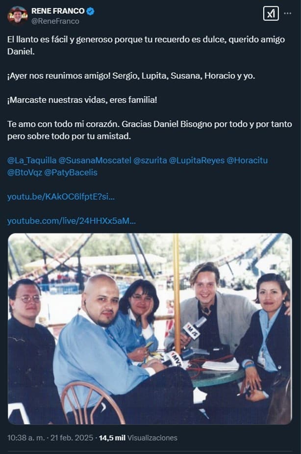 Así se despiden las redes sociales de Daniel Bisogno