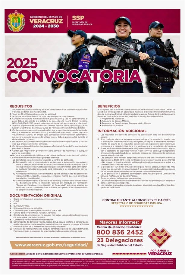 ¡Atención ! Emiten convocatoria para la Policía Estatal de Veracruz; aquí los requisitos