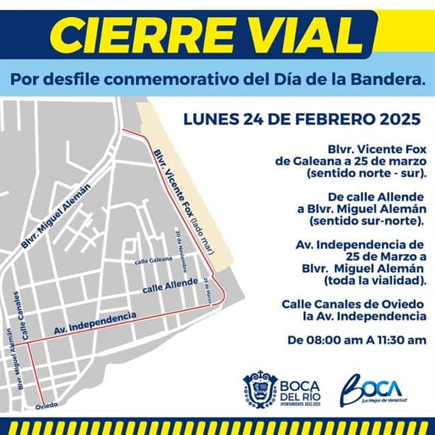 Anuncian cierre de calles en Boca del Río este lunes; estas serán las vías sin acceso