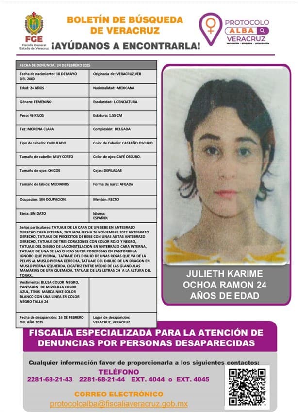 Desaparece la joven Julieth Carime Ochoa en la ciudad de Veracruz