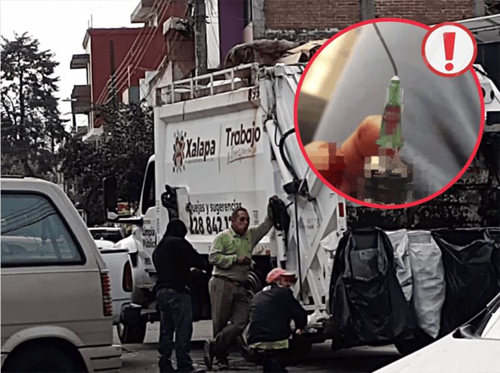 Trabajador de recolección de basura sufre accidente con jeringa; llama a separar residuos en Xalapa