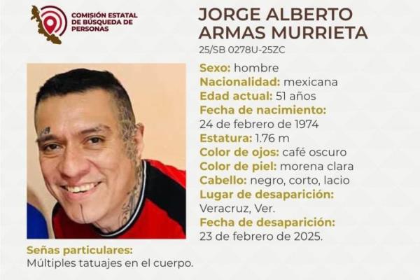 Desaparece el conocido tatuador Jorge Armas en Veracruz; CEBV emite ficha de búsqueda