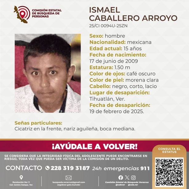 Desaparece  joven de 15 años en Tihuatlán