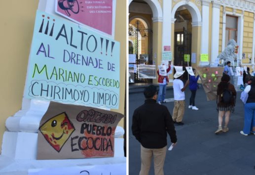 Protestan en Palacio Municipal de Orizaba; exigen frenar contaminación en humedal El Chirimoyo (+Video)