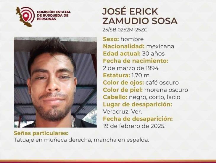 Buscan a José Erick de 30 años desaparecido en la ciudad de Veracruz