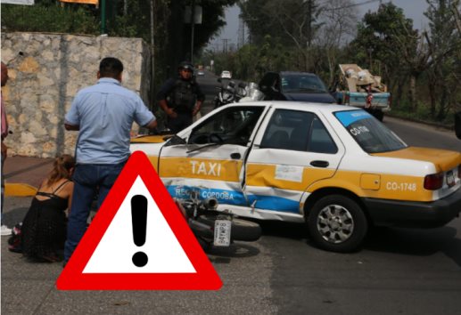 Accidente entre moto y taxi en Córdoba, deja a una persona lesionada