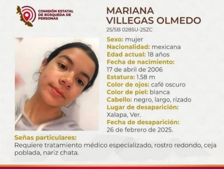 Mariana Villegas es buscada tras desaparecer en Xalapa; requiere de atención médica