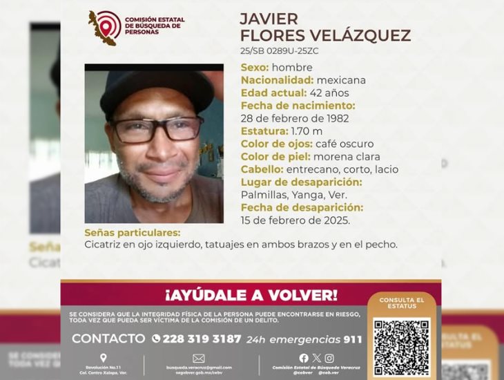 Se busca: Javier es reportado como desaparecido en Yanga