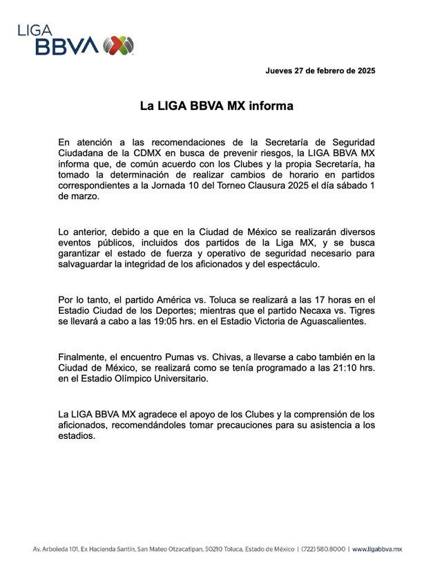 Hay cambios; dónde ver los partidos de la jornada 10 del Clausura 2025 de la Liga MX