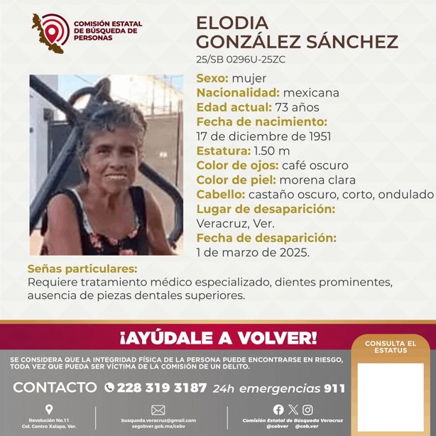 Desaparece Elodia González Sánchez en el puerto de Veracruz