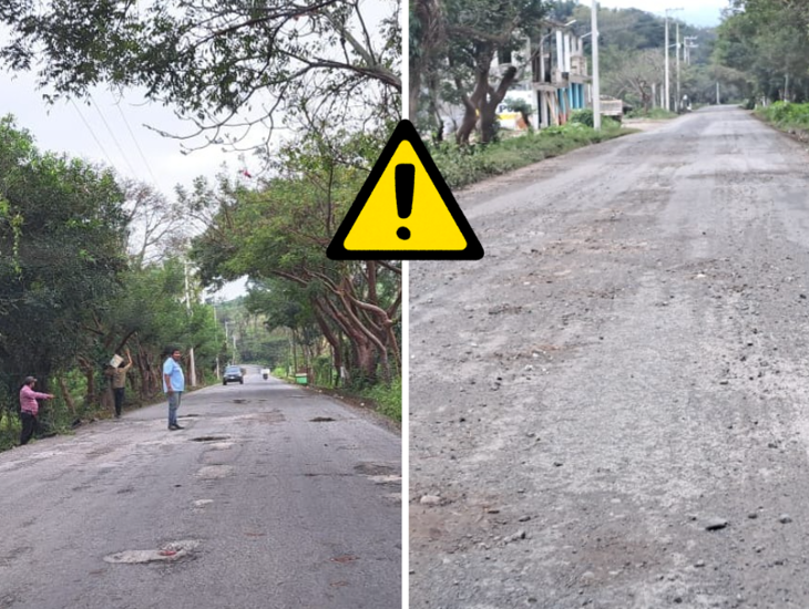 Con baches y desgastado, el tramo carretero Misantla-El Pozón