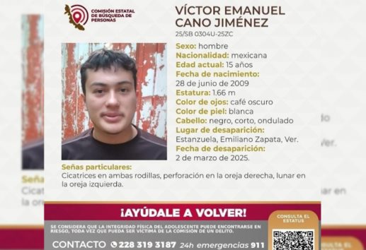 Se busca: Víctor Emanuel, de 15 años, está desaparecido en Emiliano Zapata
