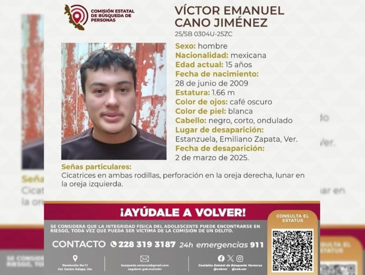Se busca: Víctor Emanuel, de 15 años, está desaparecido en Emiliano Zapata