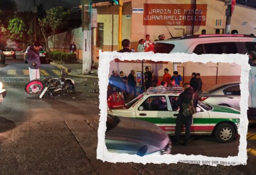 Violento choque entre taxi y motociclista deja un herido en Xalapa