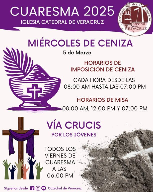 Miércoles de ceniza: Fecha y horarios en la Catedral de Veracruz