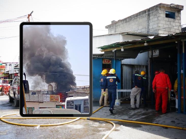 Se registra incendio en parador urbano de Poza Rica