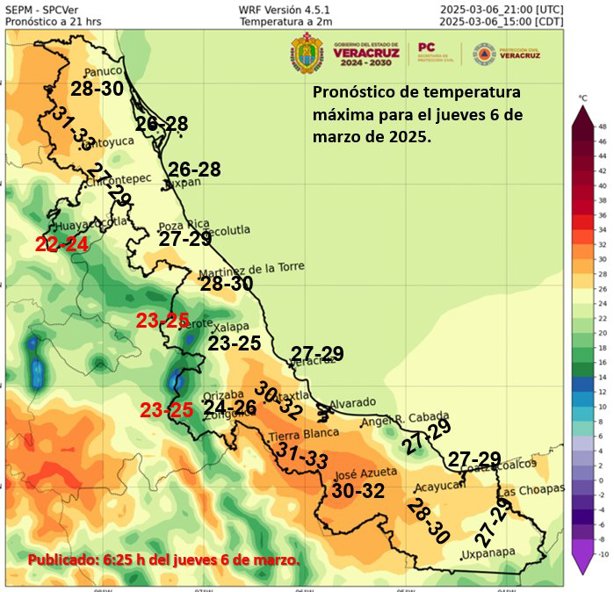 Alerta por pronóstico de lluvias, estas serán las temperaturas máximas en municipios del Sur