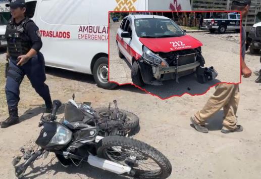 Tlapacoyan: Choque entre taxi y motocicleta deja un lesionado