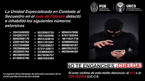 Bloquean 25 líneas telefónicas usadas para extorsión en Veracruz