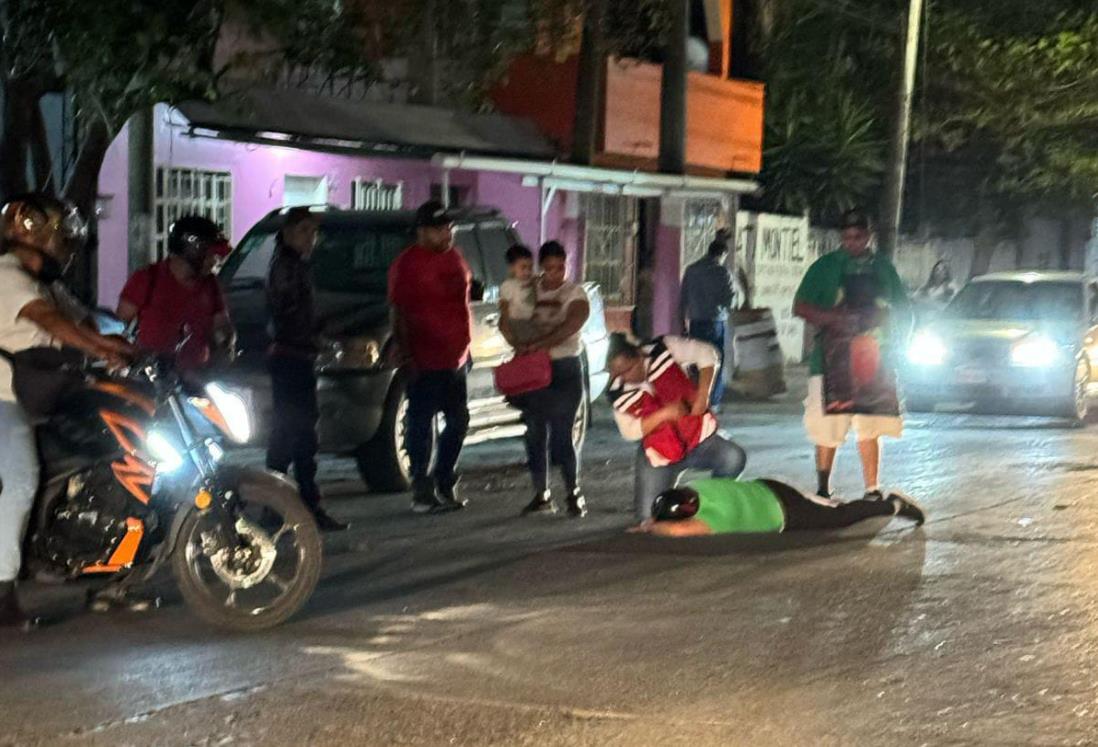 Derrapa joven motociclista en Cardel