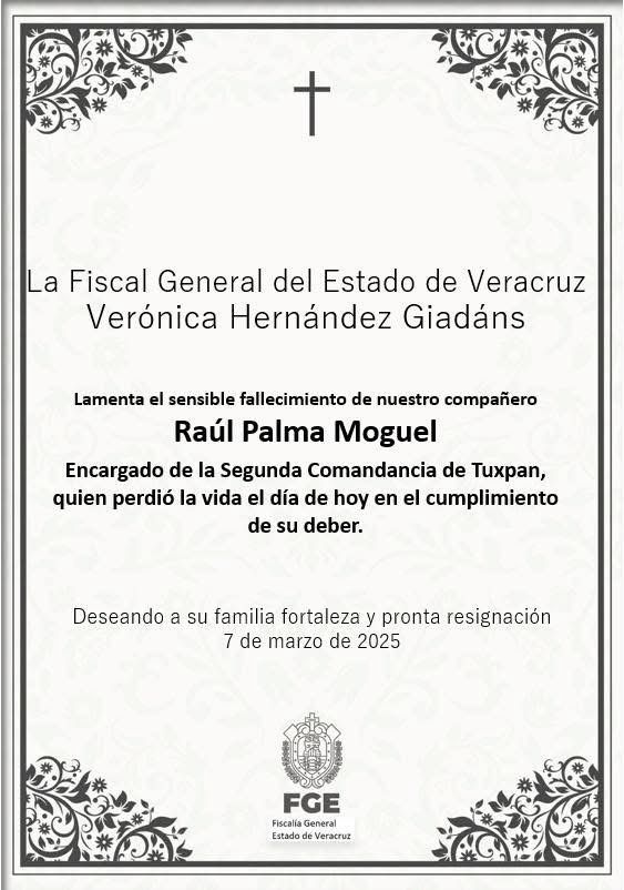 Confirma FGE muerte de elemento en enfrentamiento en Tuxpan